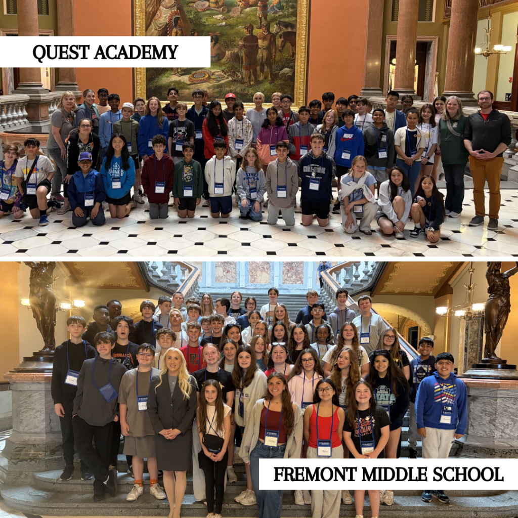 Quest academy school and fremont middle school visiting the capitol.