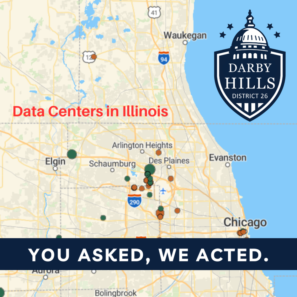 Map of current data centers in Northern Illinois